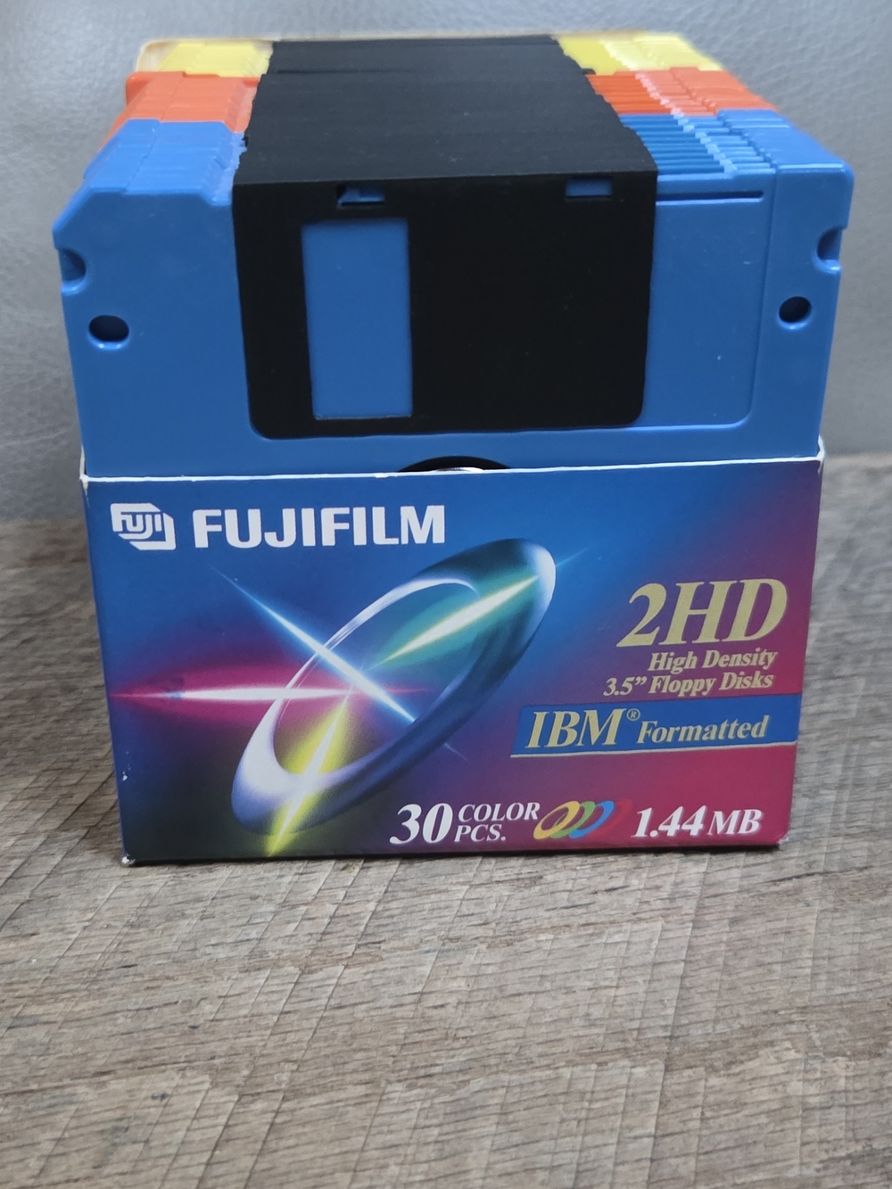 Vintage Fujifilm MF2HD 3.5" Floppy Disks 30-Pack Color 1.44MB IBM Formatted New